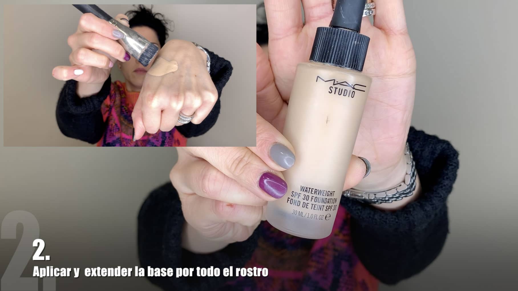- Paso nº2. Aplicar y extender la base por todo el rostro